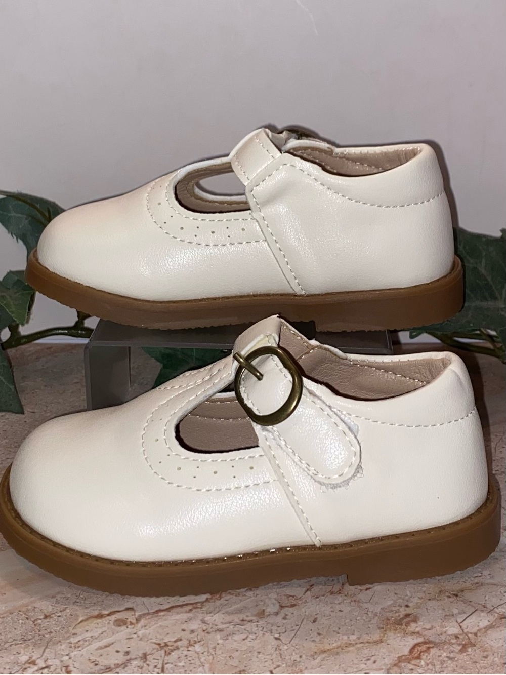 Toddler Girls NWOT Cream T-Strap Oxford Mary Jane Shoes Size 6 US/22 EU - Picture 5 of 15